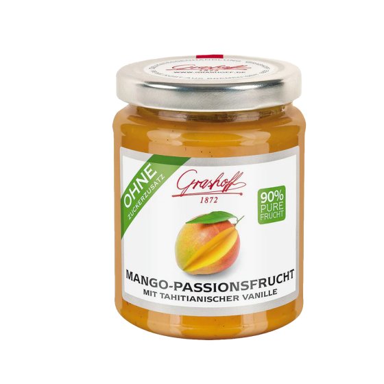 Grashoff Fruchtkonfitüre Mango Passionsfrucht tahitianische Vanille 230g 