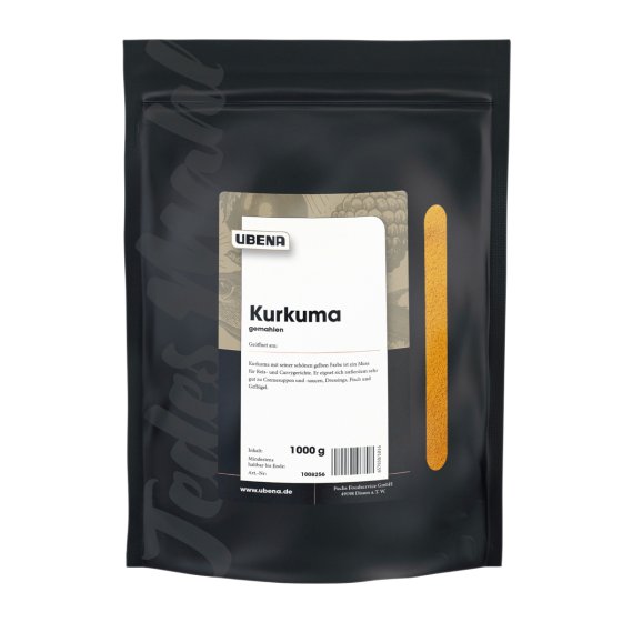 Ubena Kurkuma gemahlen leuchtend gelbe Farbe Zipbeutel 1000g 