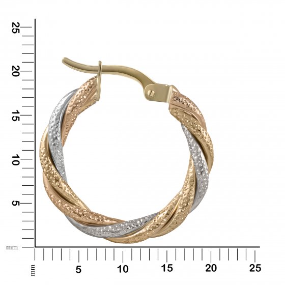 Ohrringe Gold 585 dreifarbig 21mm Durchmesser 