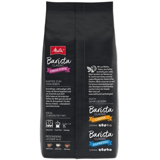 Melitta Barista Crema Forte vollmundiger Kaffee ganze Bohnen 1000g 