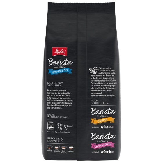 Melitta Barista Espresso Kaffeebohnen Arabica und Robusta Mix 1000g 