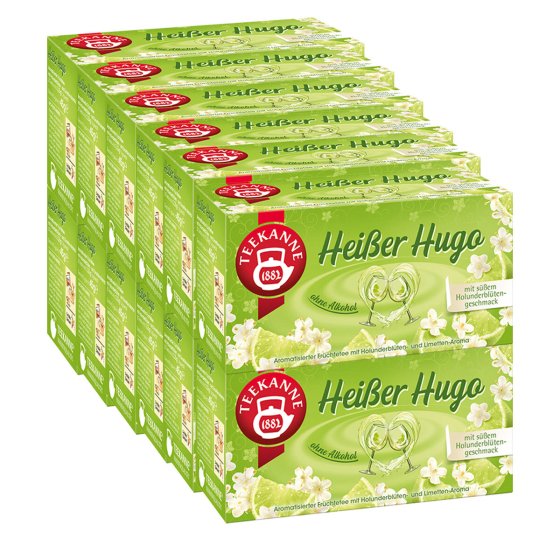 Teekanne Heißer Hugo mit Holunderblüte und Limettenaroma 45g 12er Pack 