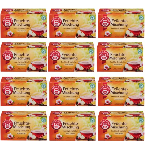 Teekanne Früchte Mischung Früchtetee fruchtig natürlich 60g 12er Pack 