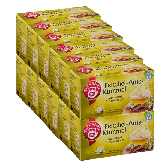 Teekanne Fenchel Anis Kümmel aromatisch und würzig 60g 12er Pack 