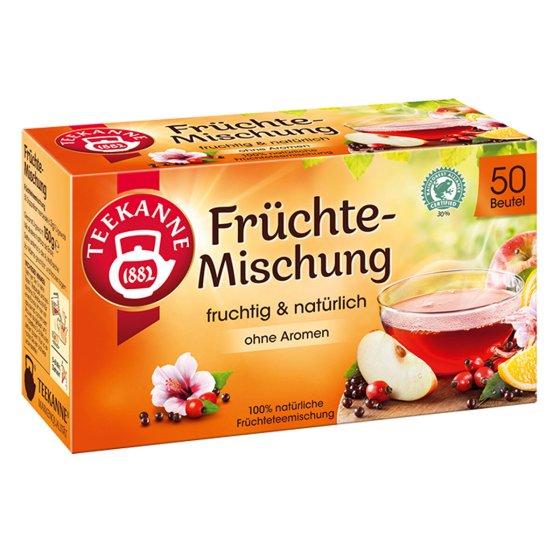 Teekanne Früchte Mischung aromatisch und erfrischend 50 Teebeutel 150g 