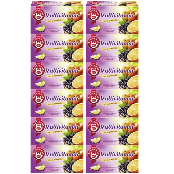 Teekanne Multivitamin mit 10 Vitaminen erlesene Früchten 60g 12er Pack 