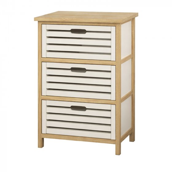 Kommode Melia 3 Schubladen Lamellen Artisaneiche-Weiß 