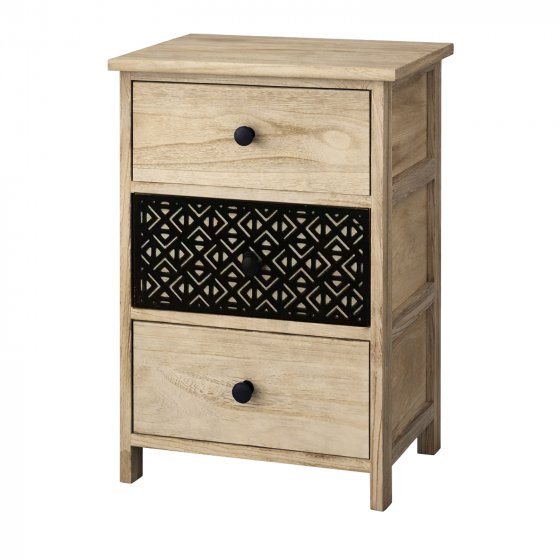 Kommode Melia 3 Schubladen Dekor Schwarz-Artisaneiche 