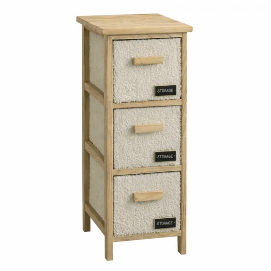 Kommode Melia schmal mit 3 Plüsch-Schubladen 