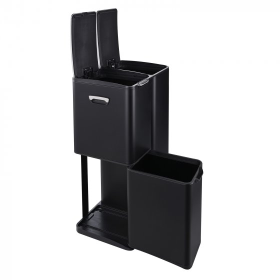 Mülleimer Edelstahl mit 3 Behältern Schwarz 