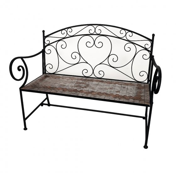 Metall Gartenbank mit Mosaik Sitzfläche Vintage Gartenbank 109 cm 