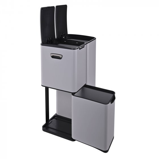 Mülleimer Edelstahl mit 3 Behältern Grau 
