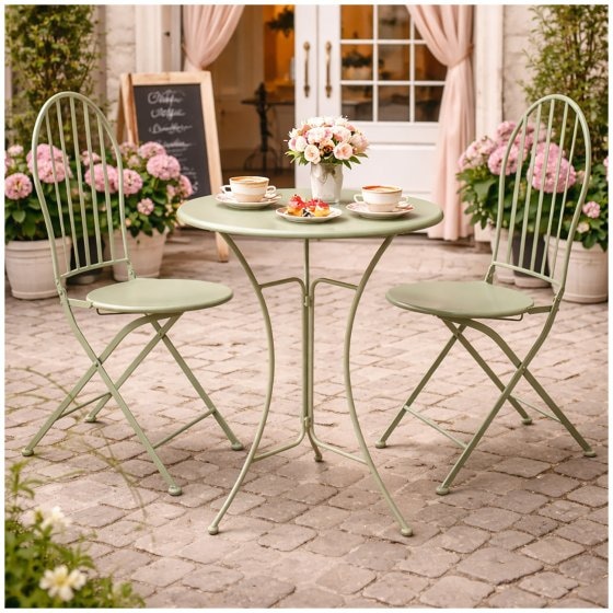 Bistro Sitzgruppe Metall Tisch mit 2 Stühlen Balkon Set Gartenmöbel 