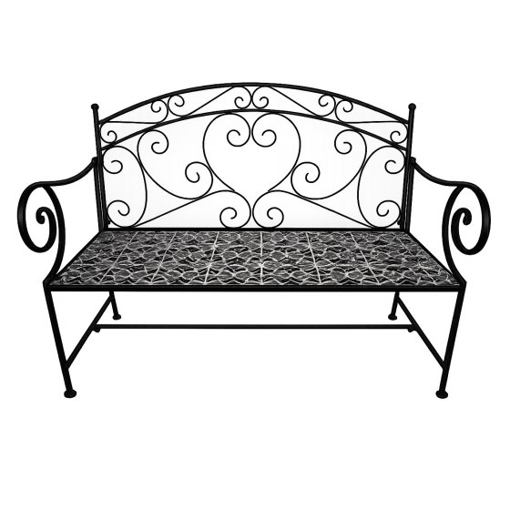 Metall Gartenbank mit Mosaik Sitzfläche Vintage Gartenbank 109 cm 