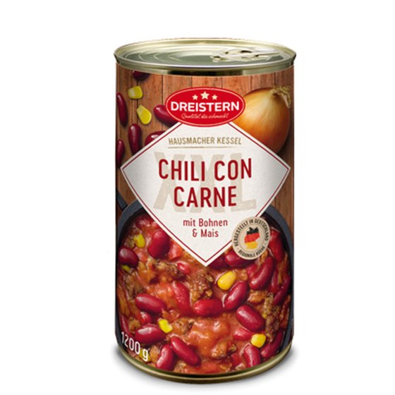 Dreistern Chili con Carne mit Bohnen und leckerem Mais 1200g 