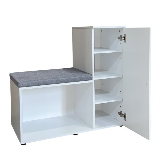 Schuhschrank mit Sitzbank Thekla Weiß 