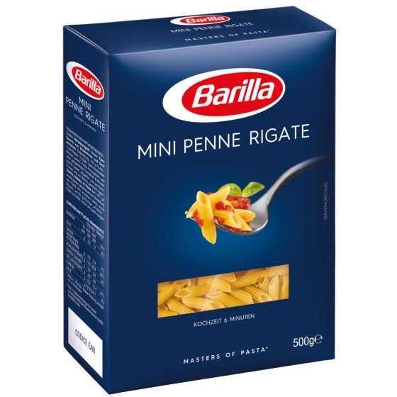Barilla Piccolini Mini Penne Rigate Pasta aus Hartweizengriess 500g 