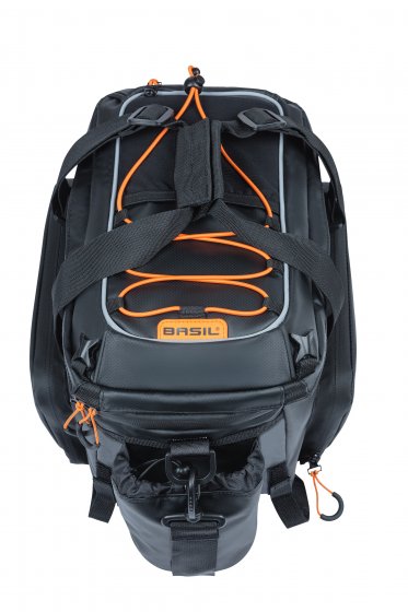 Gepäckträgertasche "Miles" XL Pro, schwarz/orange 