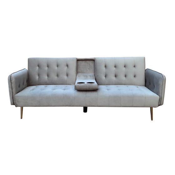 Couch mit Becherhalter und Bettfunktion Velvet Grau 