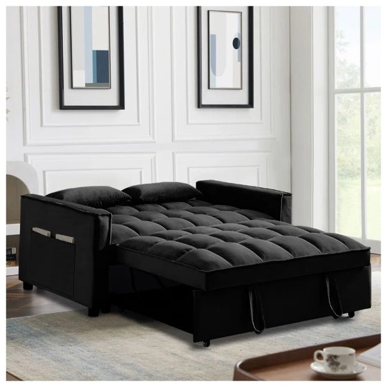 Sofa mit Schlaffunktion Schwarz 