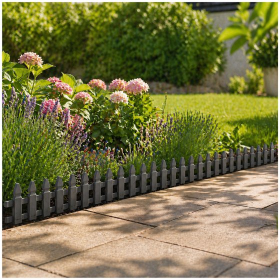 Beeteinfassung Länge 360 cm Zaun Grau 