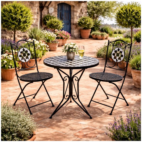 Gartentisch Metall Black and White 