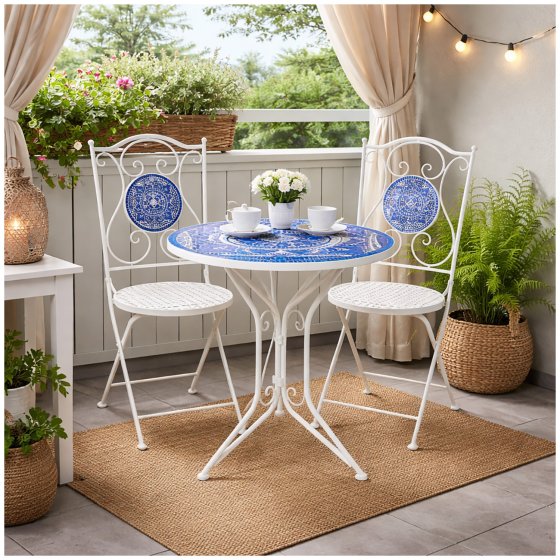 Gartentisch Metall Creme Santorin 