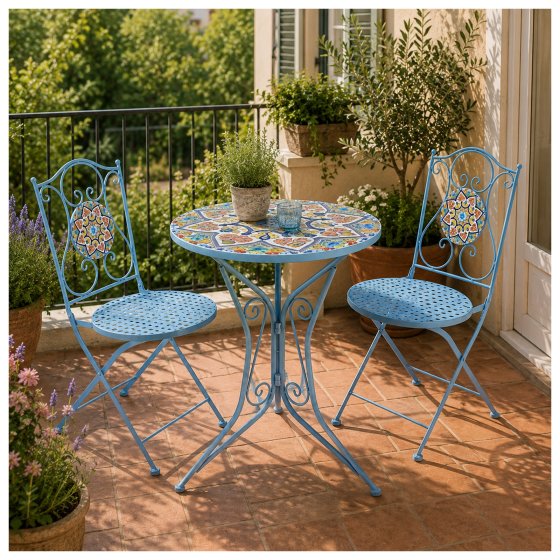 Gartenstuhl 2er-Set Metall Türkis Tunis 