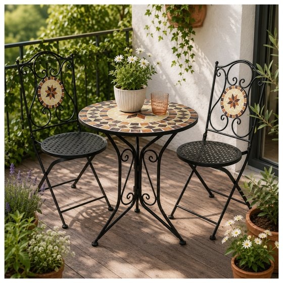 Gartenstuhl 2er-Set Metall Schwarz Kairo 