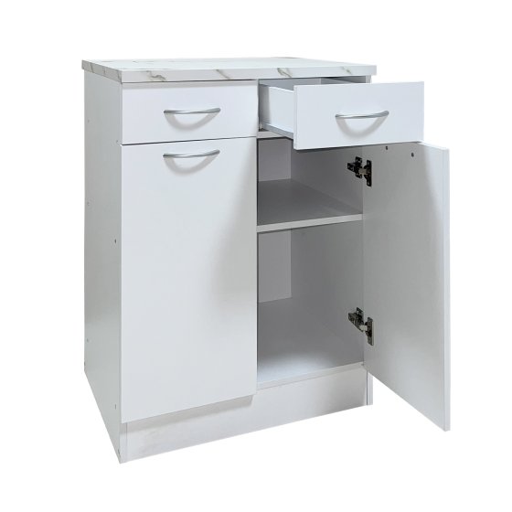 Küchenunterschrank Jenna Weiß 60 cm mit 2 Schubladen 