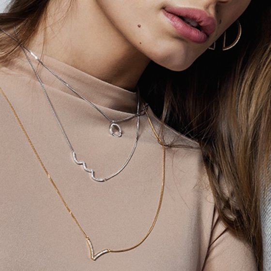 Collier 925/-Sterling Silber rhodiniert Topas 