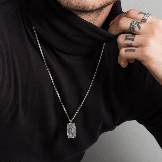 Anhänger mit Kette 925/- Sterling Silber rhodiniert Wellen 