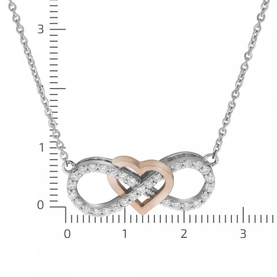 Collier 925 Silber rhodiniert vergoldet rose Herz Zirkonia Unendlichkeit 
