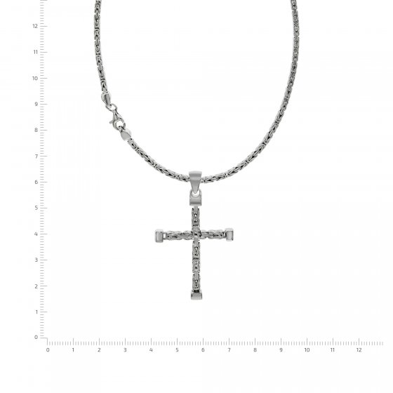 Halskette Silber 925 poliert mit Kreuz-Anhänger 55cm lang Königskette 2,2mm breit 