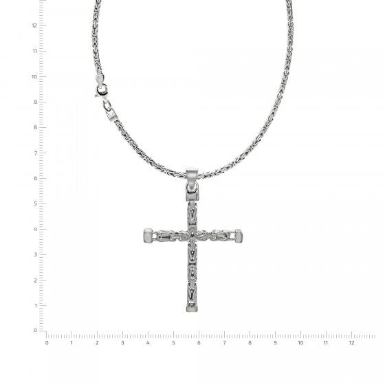 Halskette Silber 925 poliert mit Kreuz-Anhänger 55cm lang Königskette 2,2mm breit 