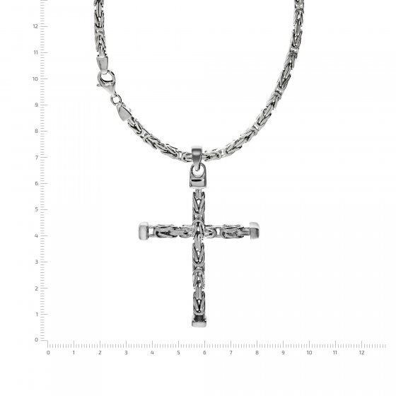 Halskette Silber 925 poliert mit Kreuz-Anhänger 60cm lang Königskette 2,2mm breit 