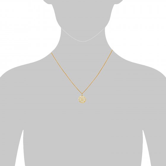 Halskette Gold 375 mit Kompass-Motiv 42/45cm lang 