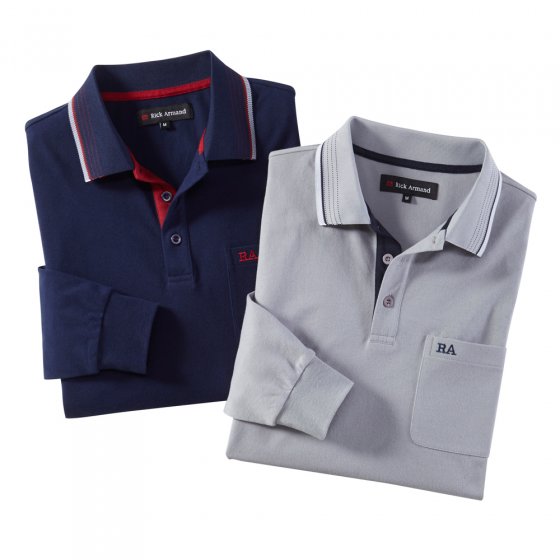 Piqué Langarmshirt, marine