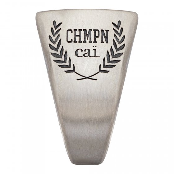 Ring 925/- Sterling Silber Siegelring satiniert oxidiert Champion Wappen 