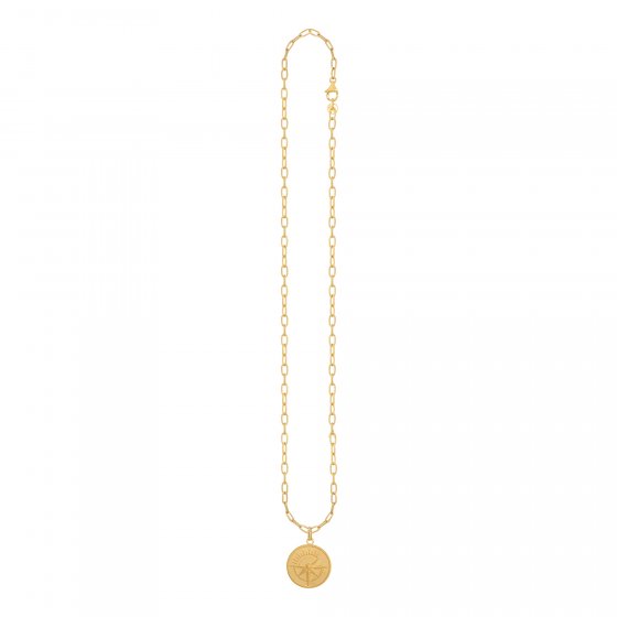 Halskette 925 Silber vergoldet Münze Kompass Sonne 