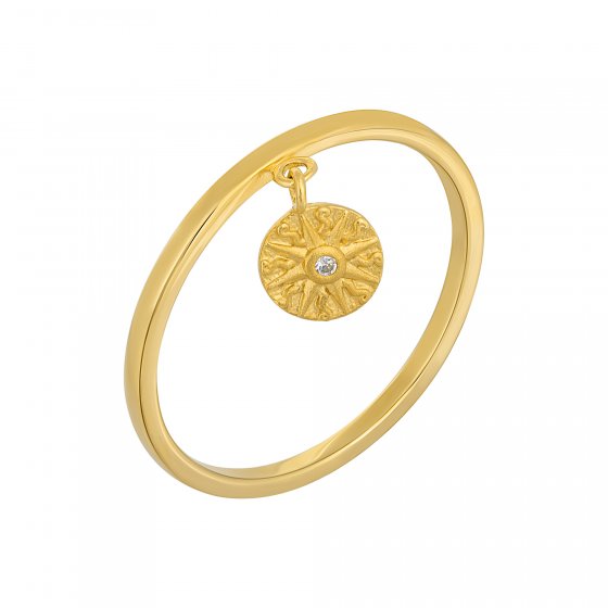 Ring 925 Silber Anhänger Münze vergoldet Sonne Zirkonia 