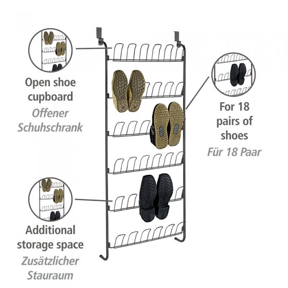 Türregal für Schuhe Schwarz, für 18 Paar 