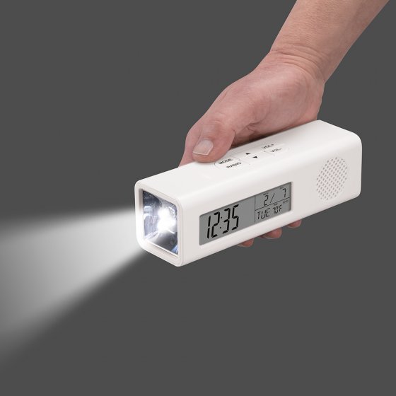Der Multifunktions-Radiowecker mit integrierter Taschenlampe 