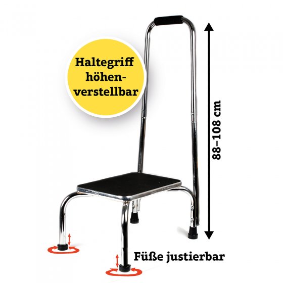 Trittstufe mit verstellbarem Haltegriff