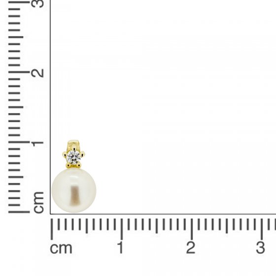 Anhänger 585 Gold mit Brillant 0,03ct. + Perle weiß 5,5-6mm 