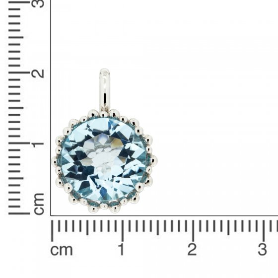 Anhänger 585 Gold mit Topas blau (beh.) 11,5mm rund 
