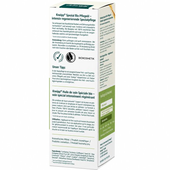 Kneipp Spezial Bio Pflegeöl Naturkosmetik für trockene Haut 100ml 