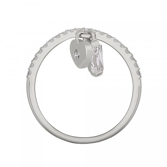 Ring 925 Silber rhodiniert mit Anhängern Herz Zirkonia 