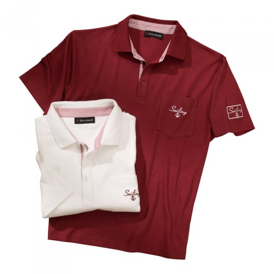 Maritimes Polo-Shirt 2er-Set M | Weiß#Rot