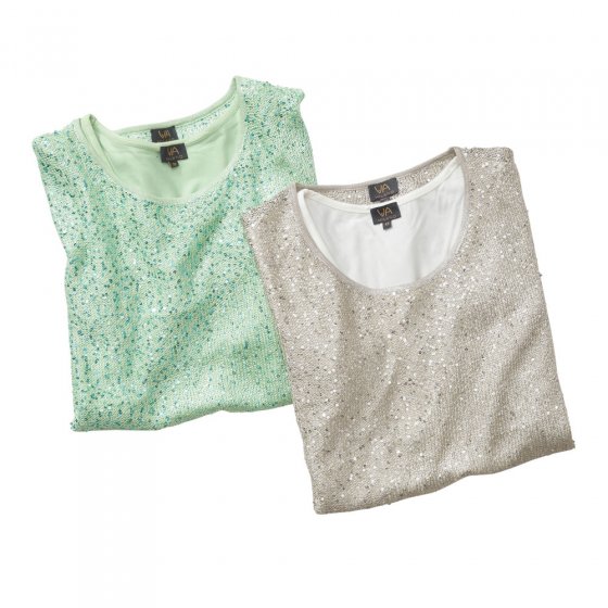 Glitzer-Pulli mit Unter-Top 